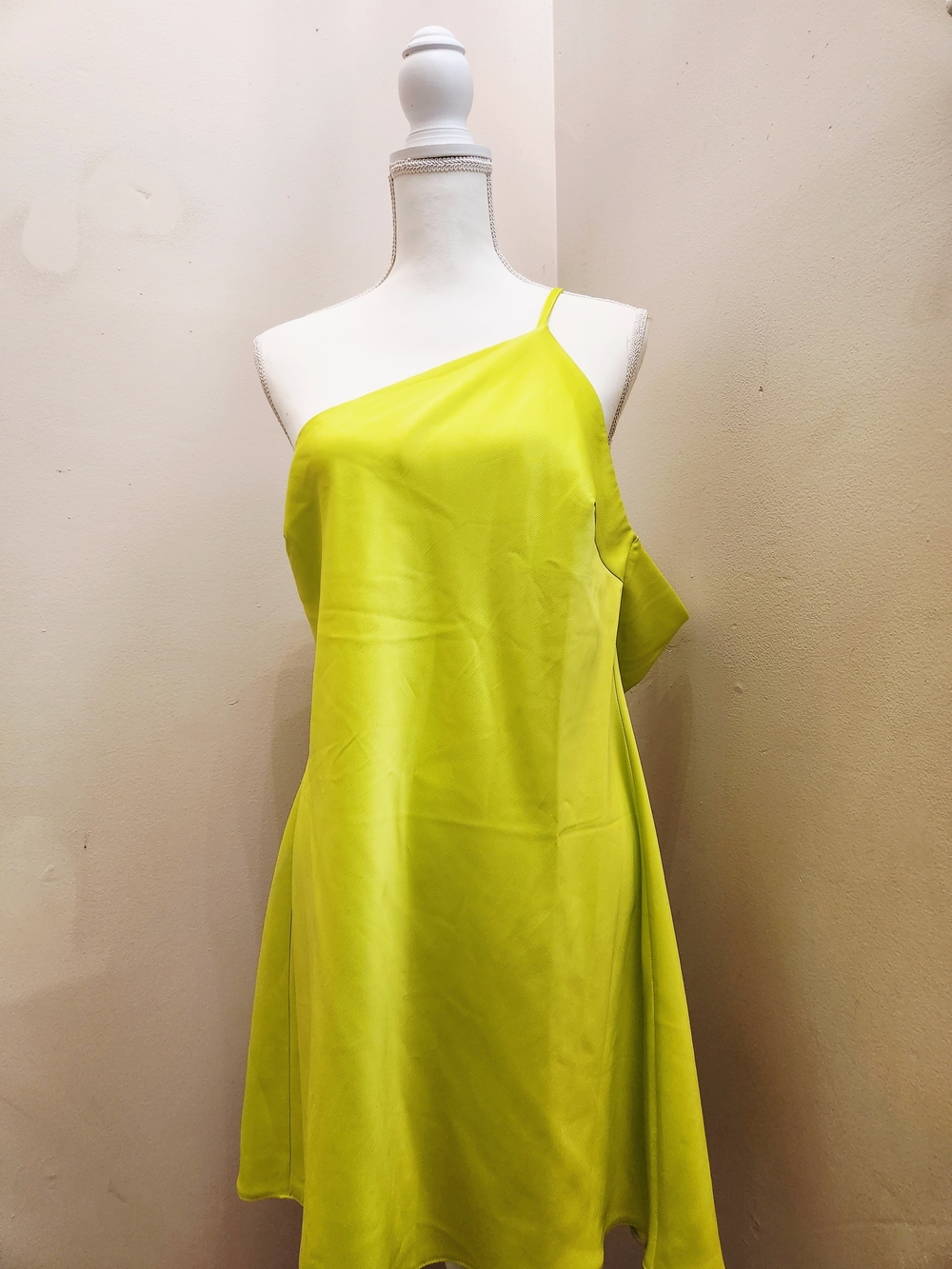 ASOS Lime Green One-Shoulder A-Line Dress